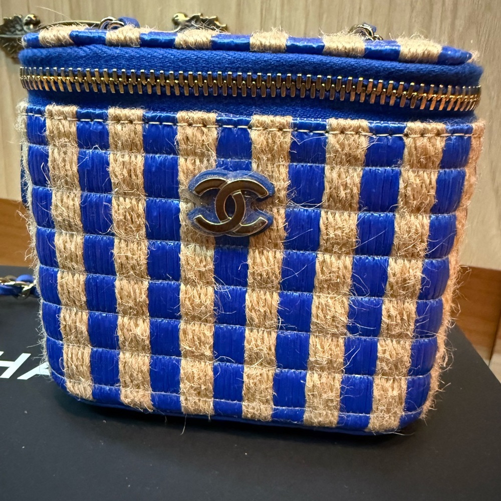 CHANEL Raffia Striped mini vanity Bag crossbody - Picture 2 of 8